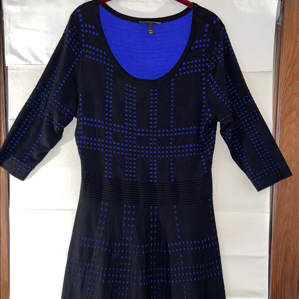 Lane Bryant Black and Blue Geometric Midi Dress
